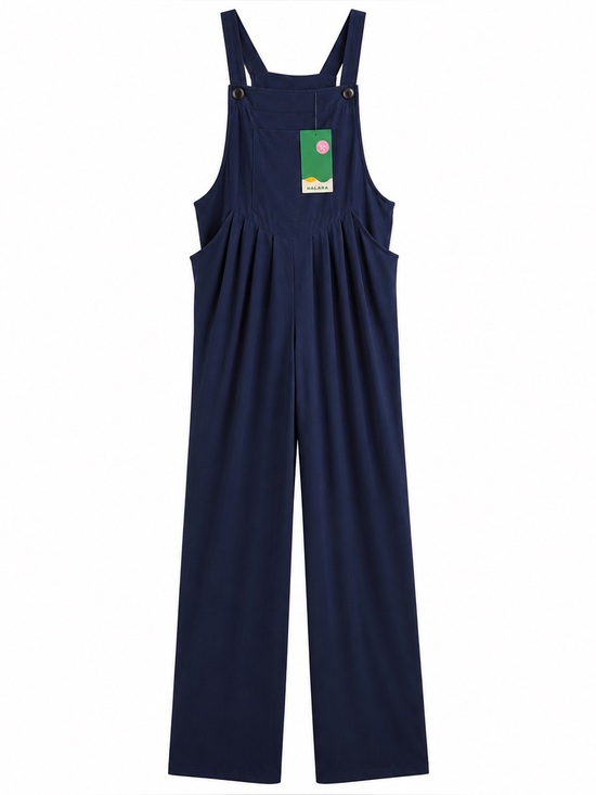 HALARA Pants - Halara Adjustable Strap Wide Leg Jumpsuit Navy Overalls Pockets M NWT